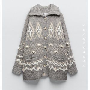 Zara embroidered knit coat